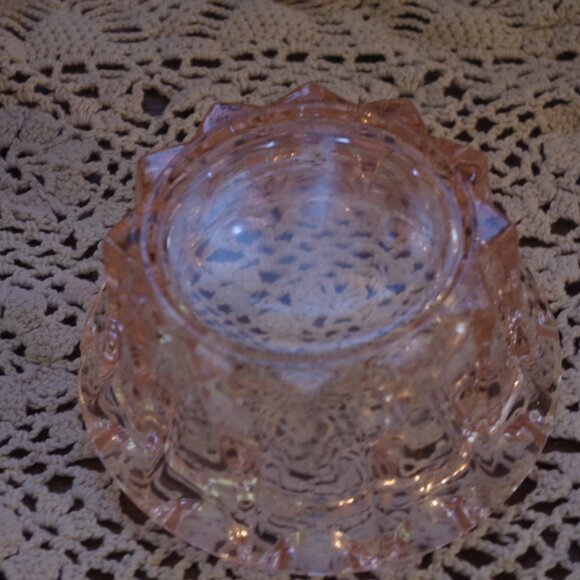 Beautiful Vintage Light Pink Cherry Blossom Depression Glass Bowl By Jeannette - Picture 11 of 13